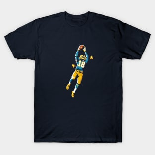 Vintage Pixelated American Football Player Catching Ball Illustration T-Shirt